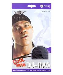 King.J- EXTRA-LONG TIE COOL MESH DU-RAG Black